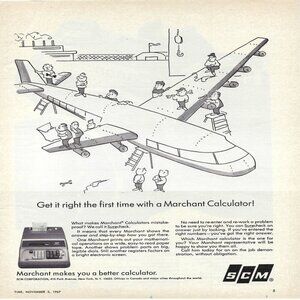 1967 SCM Marchant Calculators Surecheck Right First Time Vintage Print Ad/Poster